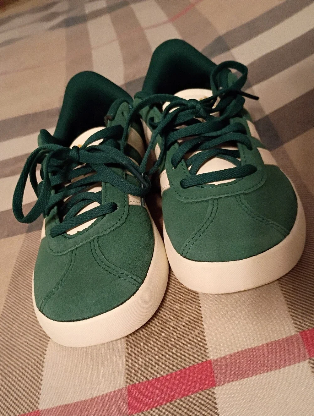 Adidas VL Court 3.0 Trainers, Green Suede Size 2 Kids